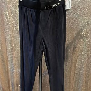 GUESS Black Velour Jogger Pant set with Logo Waistband NWT